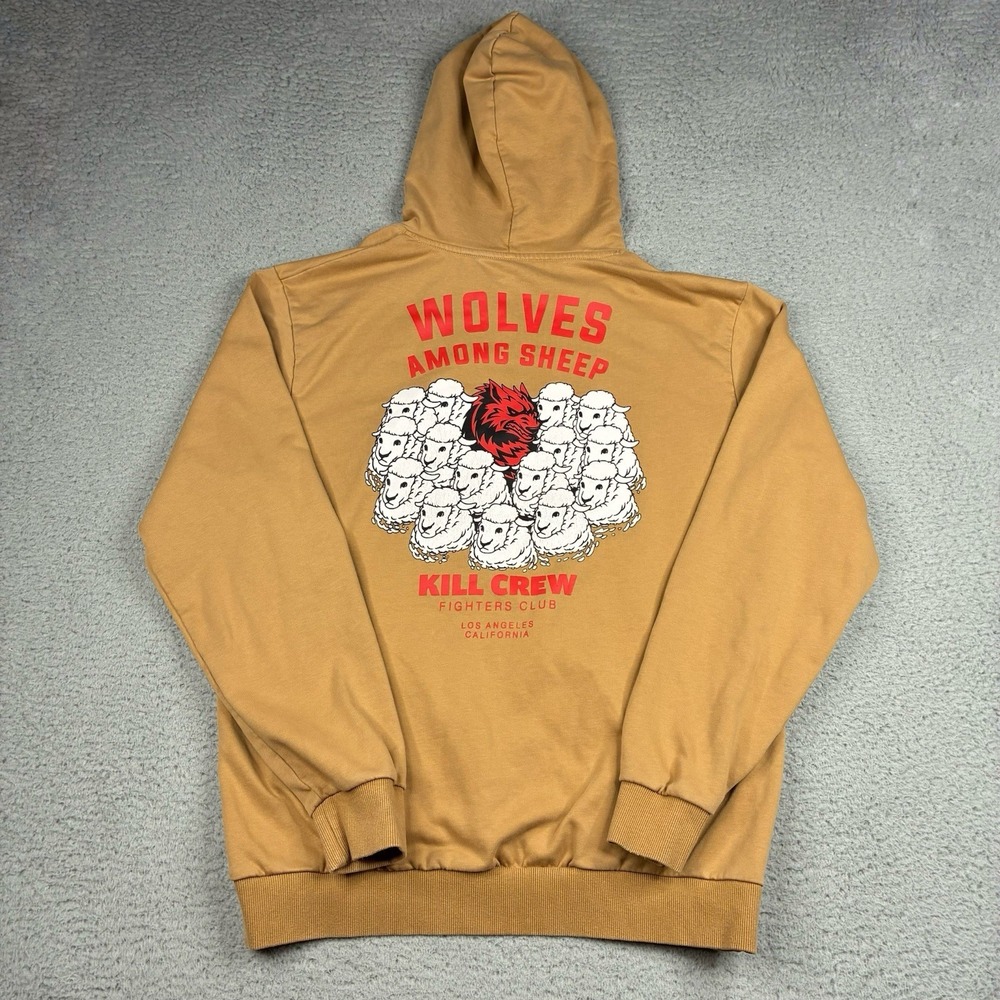 Kill Crew Wolves Among Sheep Porrada MMA Boxing Hoodie Men's Large Tan
